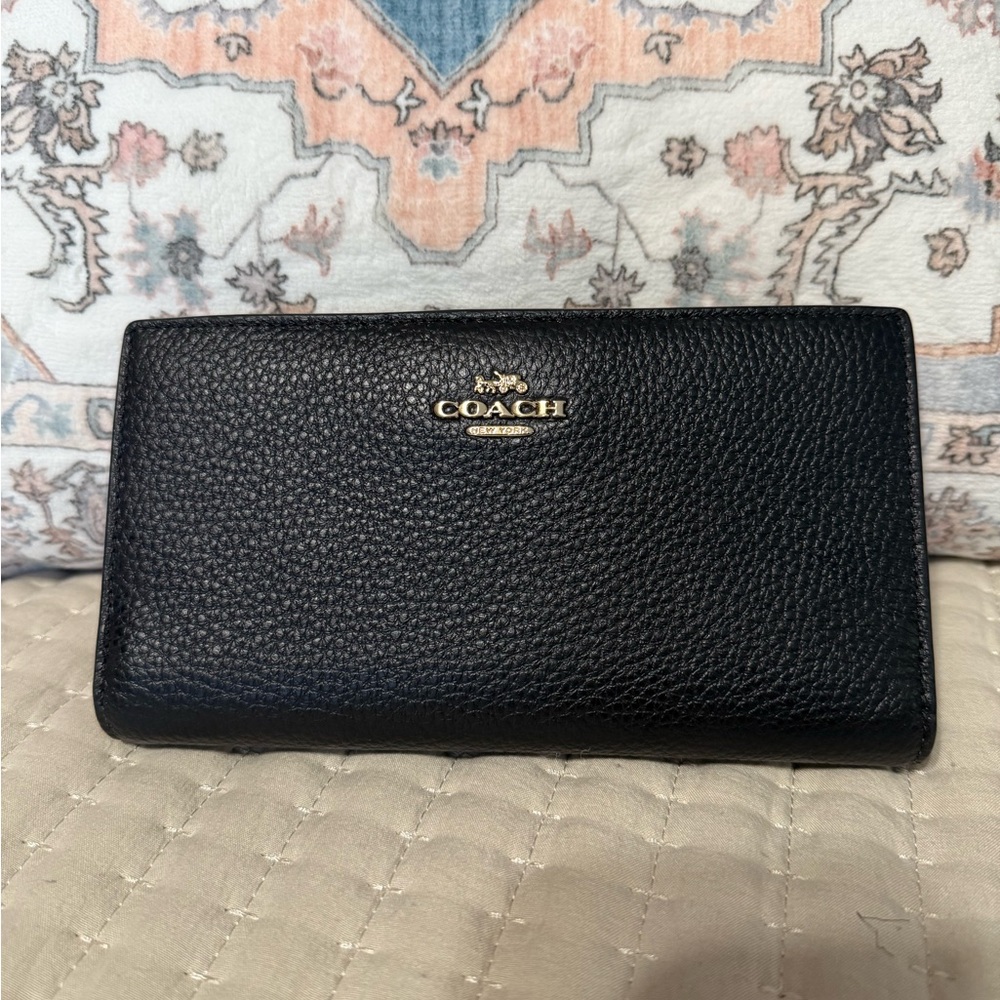 Coach Black Textured Leather Wallet